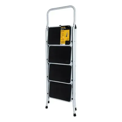 Escalera Tubular Plegable De 4 Peldaños Antideslizantes Pretul