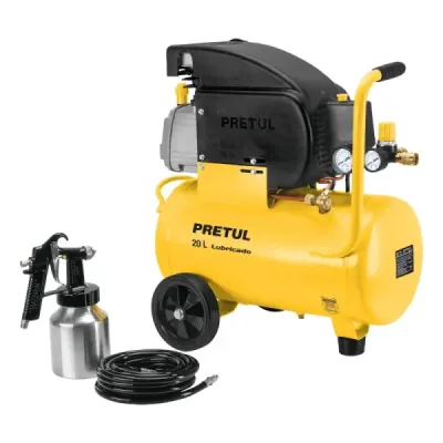 Compresor De Aire 20 Litros + Manguera + Pistola De Pintar Pretul