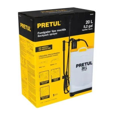 Fumigador Manual De Mochila, 20 L (5.2 Gal), 44 Psi, 3.1 Kg Pretul