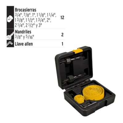 Juego Sierra Copas 15 Piezas Multiusos Pretul Con Estuche