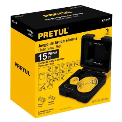 Juego Sierra Copas 15 Piezas Multiusos Pretul Con Estuche