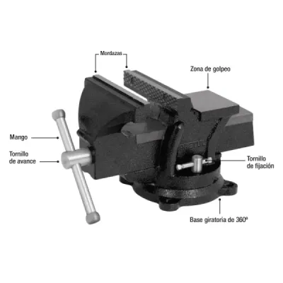 Prensa De Banco 5" Giratoria 360°, Apertura 5" (13 Cm) Pretul