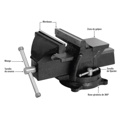 Prensa De Banco 6" Giratoria 360°, Apertura 5.1/2" (14 Cm) Pretul