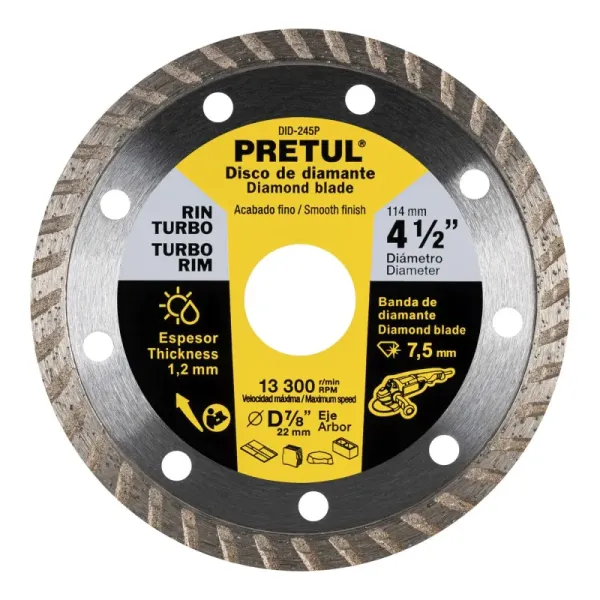 Disco Diamantado Rin Turbo De 4.1/2" Usos Generales Pretul (DID-245P - 27017)