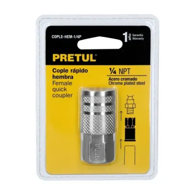 Acople Rápido Cromado De 1/4 Npt Para Compresor, Hembra Pretul