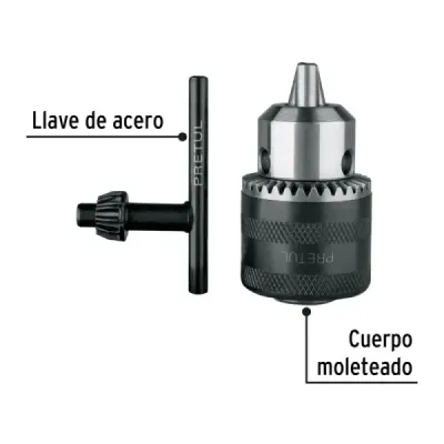 Mandril De 3/8" Para Taladro Y Percutor, Incluye Llave Pretul