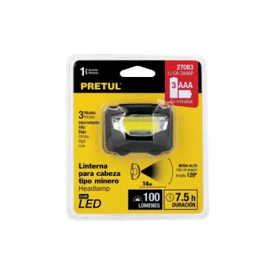 Linterna Minero 100 Lm 14 M De Pilas Ipx2 Pretul 3 Funciones