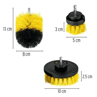 Set 3 Cepillos Limpieza Baño Multiusos Pretul Para Taladro