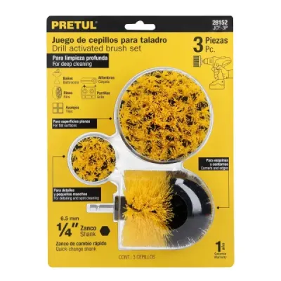 Set 3 Cepillos Limpieza Baño Multiusos Pretul Para Taladro