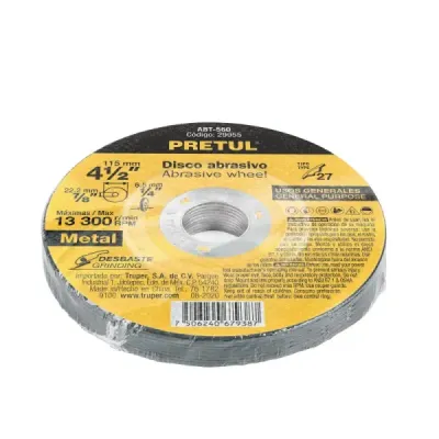 Disco Para Desbaste De Metal De 4.1/2", 6.2 Mm, 13.200 Rpm Pretul