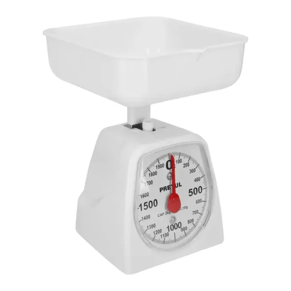 Báscula O Gramera Mecánica Plástica De 2 Kg, Incluye Charola Pretul (BAS-2CP - 29971)