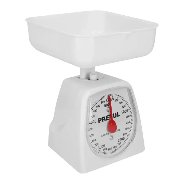 Báscula O Gramera Mecánica Plástica De 5 Kg, Incluye Charola Pretul (BAS-5CP - 29973)