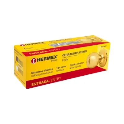 Cerradura O Chapa Para Entrada, Tipo Esfera Latón Claro Hermex