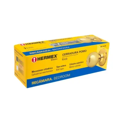 Cerradura O Chapa Para Habitación, Tipo Esfera Latón Claro Hermex