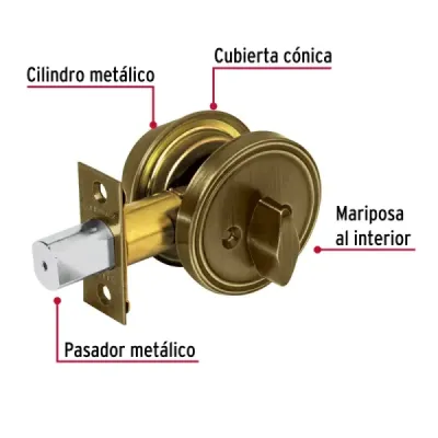 Cerrojo O Chapa De Seguridad Para Entrada, Latón Oscuro Pretul