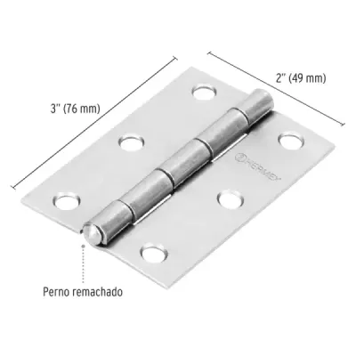 Caja De 20 Bisagras Rectangulares De 7.6 Cm, Acero Hermex