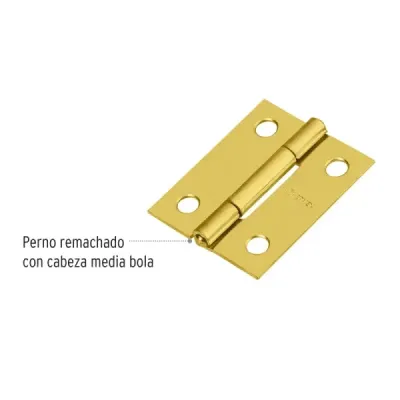 Caja De 20 Bisagras Rectangulares De 3.8 Cm, Acero Latonado Hermex
