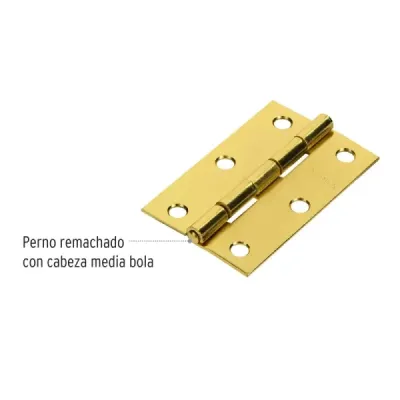 Caja De 20 Bisagras Rectangulares De 6.4 Cm, Acero Latonado Hermex