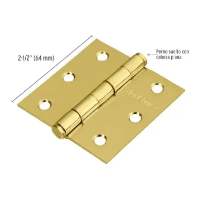 Caja De 10 Bisagras Cuadradas De 6.4 Cm, Acero Latonado Hermex