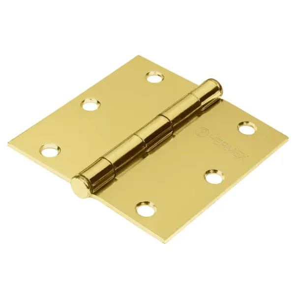Caja De 10 Bisagras Cuadradas De 8.9 Cm, Acero Latonado Hermex (BC-351P - 43238)