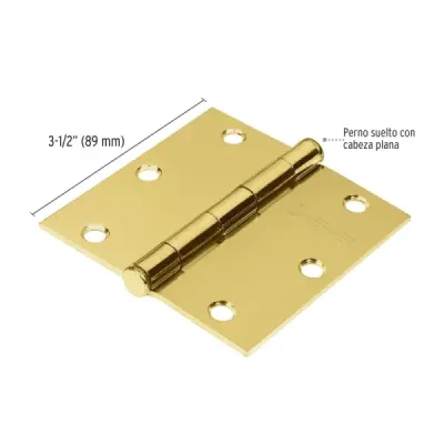 Caja De 10 Bisagras Cuadradas De 8.9 Cm, Acero Latonado Hermex