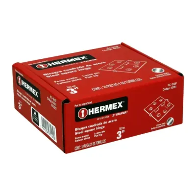 Caja De 20 Bisagras Cuadradas De 7.6 Cm, Acero Cromo Mate Hermex