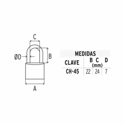 Candado De 45 Mm De Hierro Con Gancho Corto Y 2 Llaves Hermex