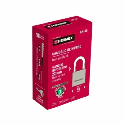 Candado De 45 Mm De Hierro Con Gancho Corto Y 2 Llaves Hermex