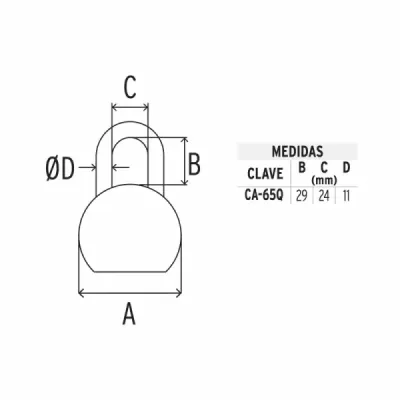Candado Corto 65 Mm De Acero Máxima Seguridad Con 3 Llaves Hermex