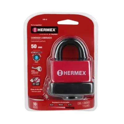 Candado De 50 Mm De Acero Con Cuerpo Laminado Y Forro En Pvc Hermex