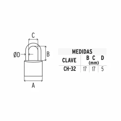 Candado De 32 Mm De Hierro Con Gancho Corto Y 2 Llaves Hermex