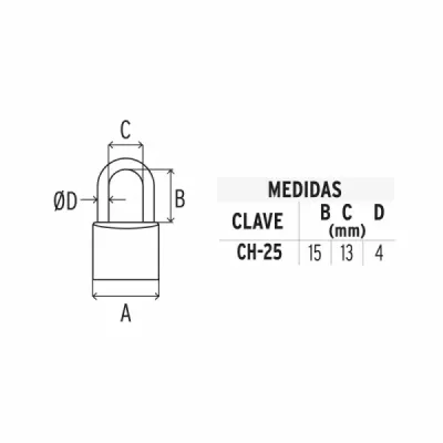Candado De 25 Mm De Hierro Con Gancho Corto Y 2 Llaves Hermex