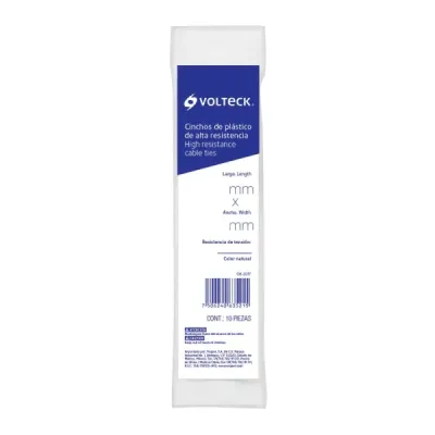 25 Amarres Plásticos De 50 Cm, Tensión 50 Lb, Color Blanco Volteck