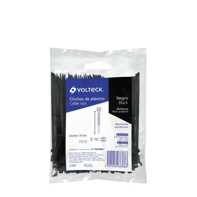 50 Amarres Plásticos De 25 Cm, Tensión 50 Lb, Color Negro Volteck