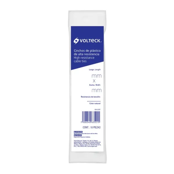 25 Amarres Plásticos De 60 Cm, Tensión 50 Lb, Color Blanco Volteck (CIN-5060 - 48980)