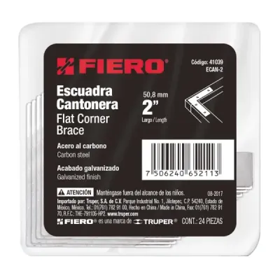 24 Ángulos Planos De Refuerzo De Acero De 2" X 1/2" Fiero