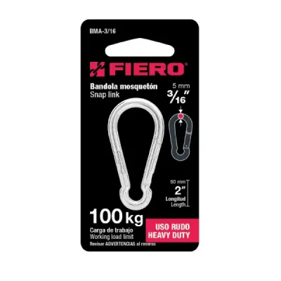 Mosquetón De 51 Mm Con Seguro De Gancho, Carga 100 Kg Fiero