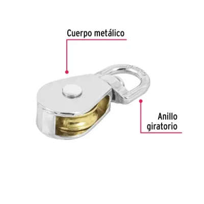 Polea De 19 Mm, Capacidad 50 Kg Para Guaya, Cable O Cuerda Fiero