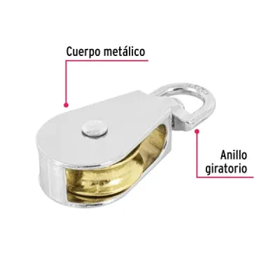 Polea De 25 Mm, Capacidad 50 Kg Para Guaya, Cable O Cuerda Fiero