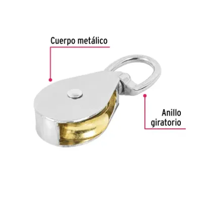 Polea De 38 Mm, Capacidad 75 Kg Para Guaya, Cable O Cuerda Fiero