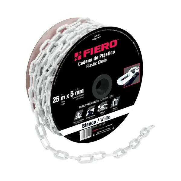 Carrete De Cadena Plástica Blanca De 25 M, Espesor 5 Mm Fiero (CAPL-5B - 44171)