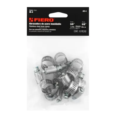10 Abrazaderas En Acero Inoxidable Desde 10 Mm A 16 Mm Fiero