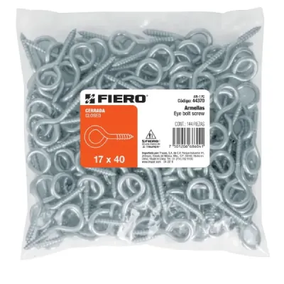 144 Cáncamos Cerrados 17 X 40, Largo 22 Mm Acero Galvanizado Fiero