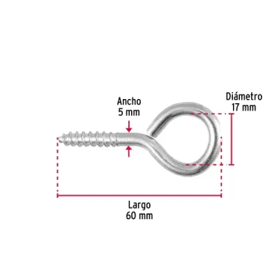 72 Cáncamos Cerrados 22 X 100, Largo 63 Mm Acero Galvanizado Fiero