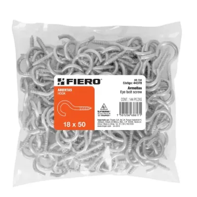 144 Cáncamos Abiertos 18 X 50, Largo 40 Mm Acero Galvanizado Fiero