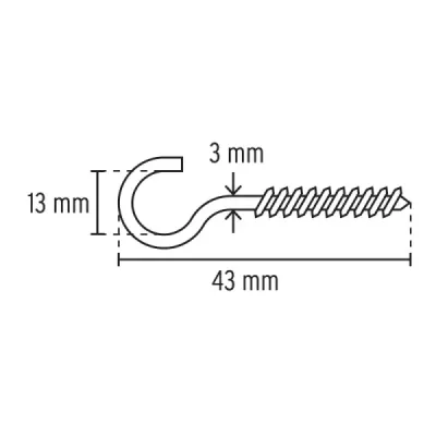 144 Cáncamos Abiertos 19 X 60, Largo 43 Mm Acero Galvanizado Fiero