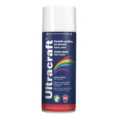 Pintura Blanco Mate En Aerosol De 400 Ml, Secado Rápido Ultracraft