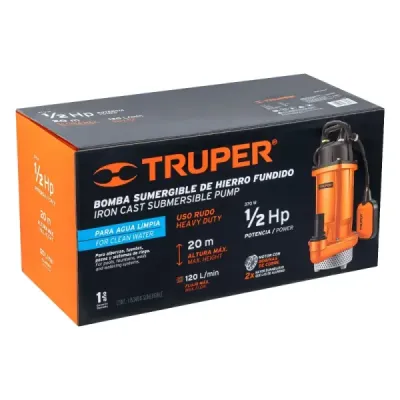 Bomba Sumergible 1/2hp 120l/m Agua Limpia Truper Altura 20m
