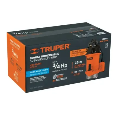 Bomba Sumergible 3/4hp 125l/m Agua Limpia Truper Altura 25m