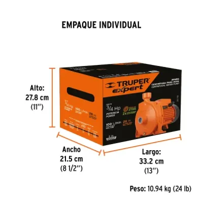 Bomba Centrífuga Europea 3/4hp Truper Expert Altura 28m